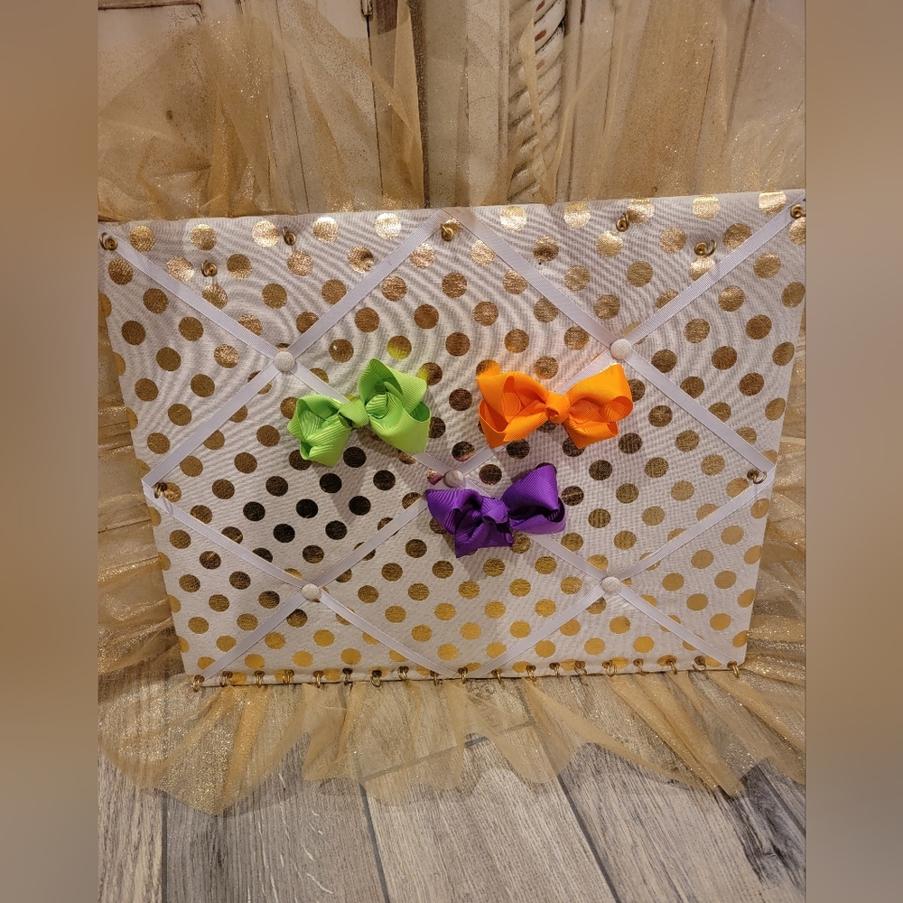 Gold Polka Dot Hair Bow or Jewelry Board - Picture 16 of 16